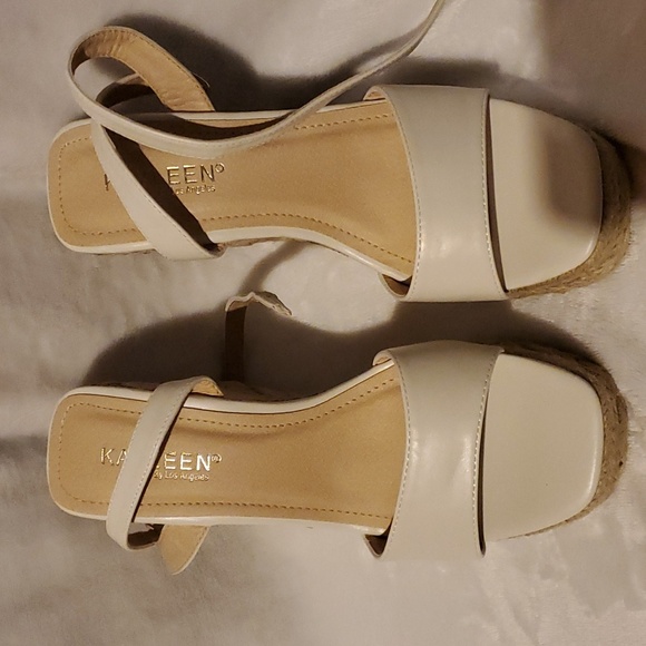 Lulu's Ankle Strap Espadrille wedge Sandal Size 7 white Brand New ( Ss2 ) - Picture 4 of 6